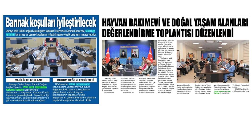  İl Hayvanları Koruma Kurulu Toplantısı Tekirdağ ve Sakarya İllerimizde  düzenlendi.